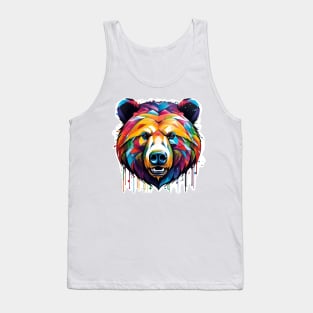 Bear Head Dripping Rainbow Graffiti Tank Top